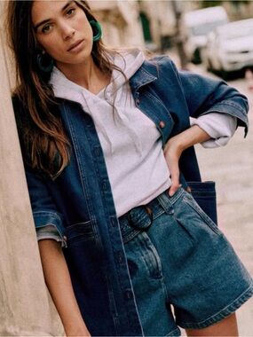 Sezane Wallace Shorts Bleu Denim Clair - Size 34